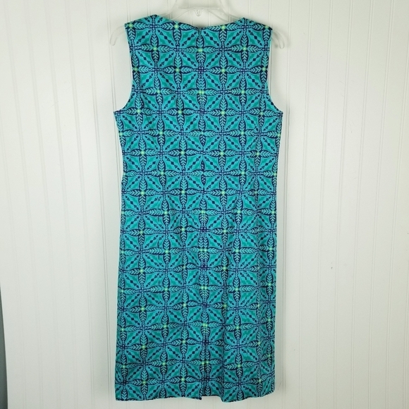 Jones New York Stretch Seleveless V Neck Beaded Midi Dress Size 10 Vibrant Print - Picture 3 of 10